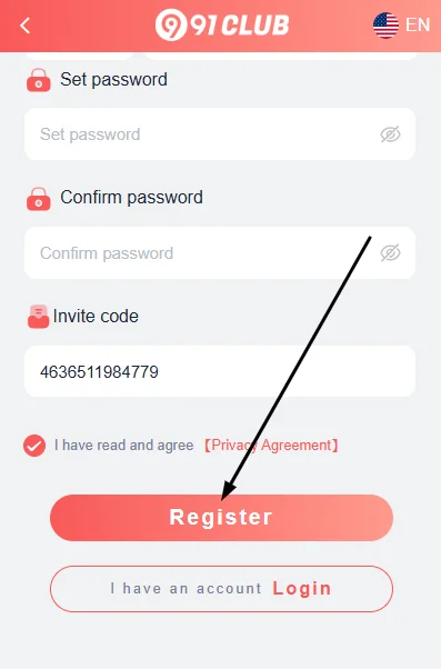tap on the register button in the end